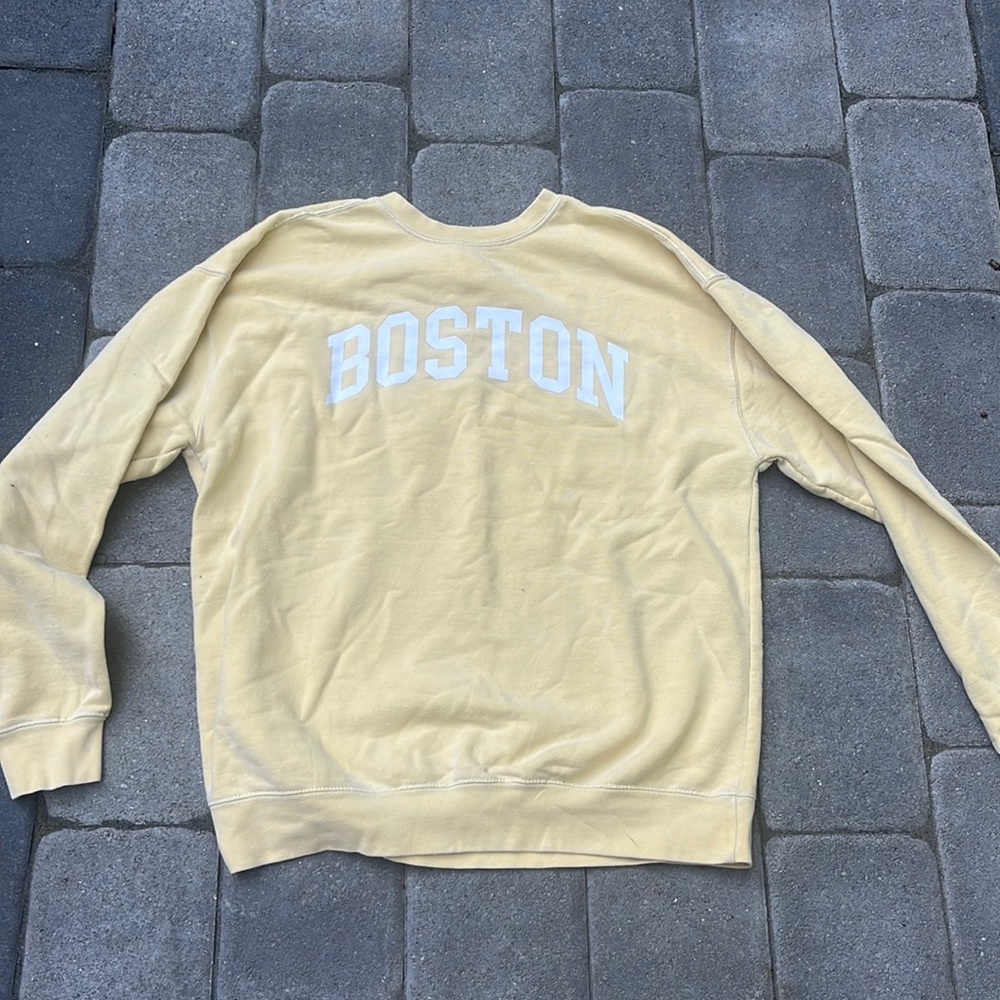 The color is a warm yellow with white bold writing of “BOSTON”. 5 for shipping